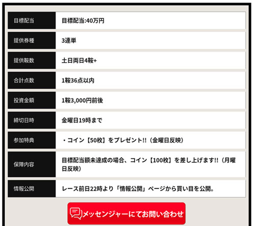細川達成のTHE・万馬券！の投資金説明画像