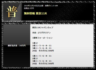 リーク馬券、本日の買い目情報(日曜日)2019年11月24日(日曜日)東京11Rジャパンカップ
