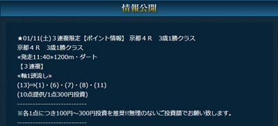 ハイブリッド、３連複限定★完全無料情報★（土曜日）1月11日(土)中山８Ｒ　グッドラックハンデ